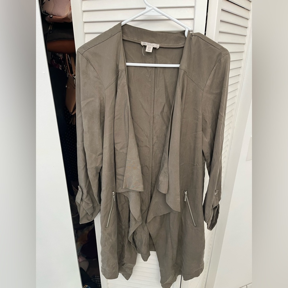 Lila Rose Tan Trench Coat with Zipper Accents